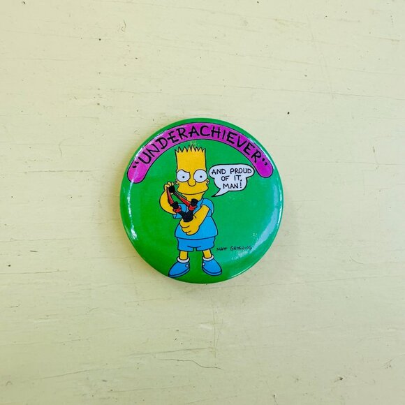 Vintage Simpson's Buttons, Bart Simpson, Homer Simpson, Novelty pin, NOS 1990s - Picture 3 of 5